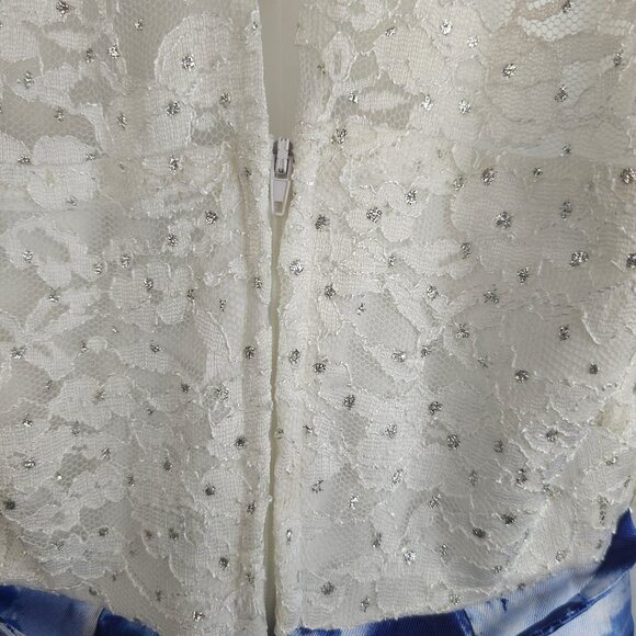 Speechless Kids Girls Formal Dress Size 8 Blue Floral Sleeveless Pearls Ballgown - Picture 4 of 8